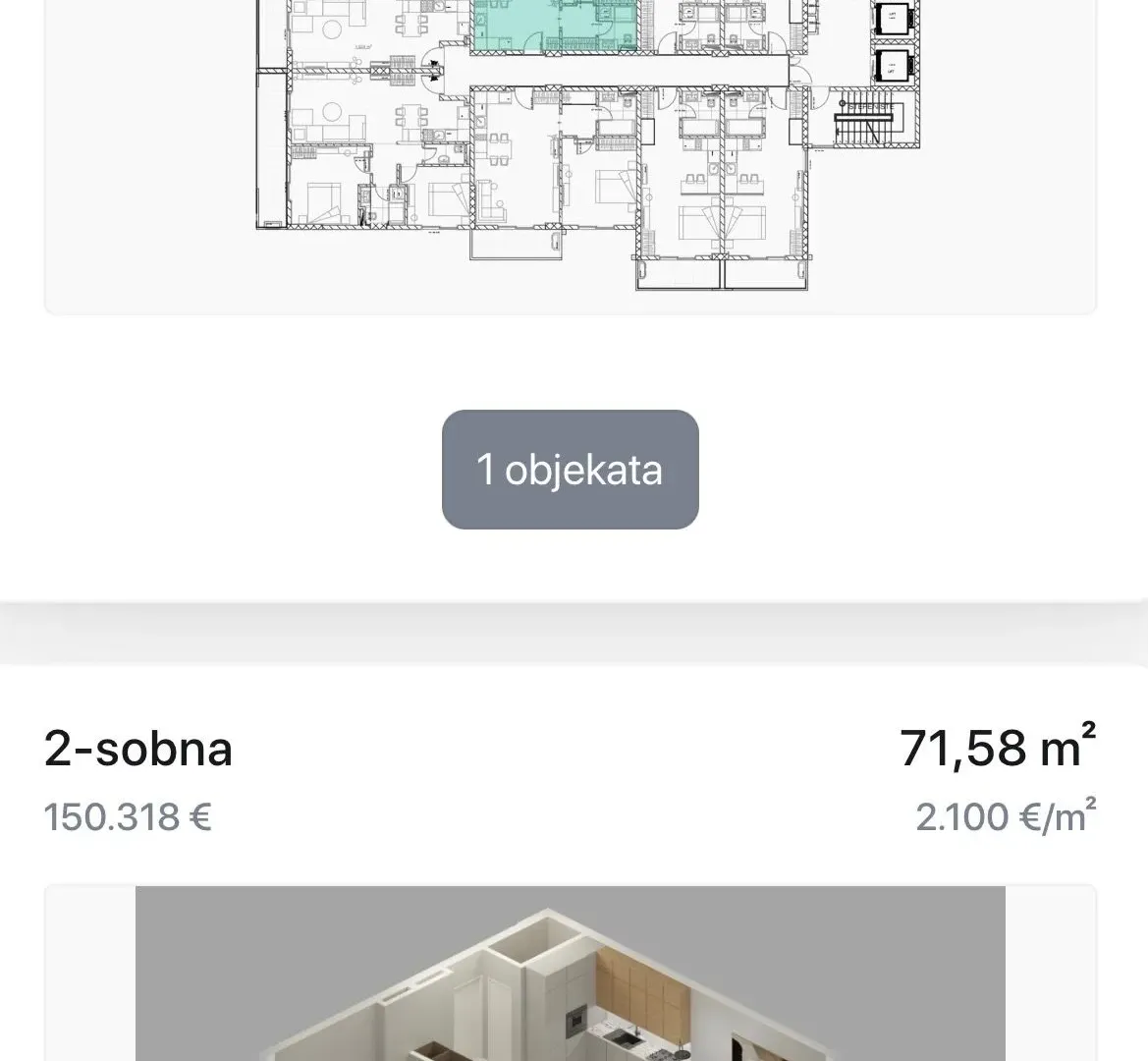 Sale, one bedroom apartment, 57m², Bjeliši, Bar
