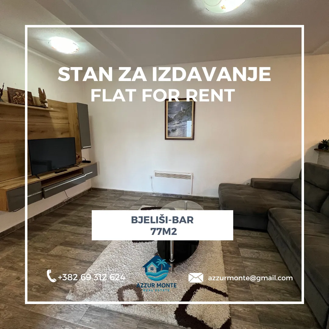 Rent, two bedroom apartment, 77m², Bjeliši, Bar