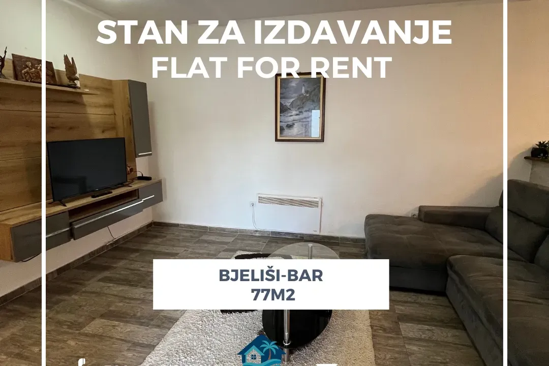 Rent, two bedroom apartment, 77m², Bjeliši, Bar