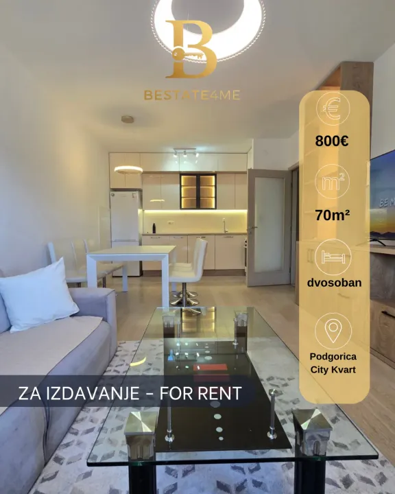 Rent, two bedroom apartment, 70m², City Kvart, Podgorica