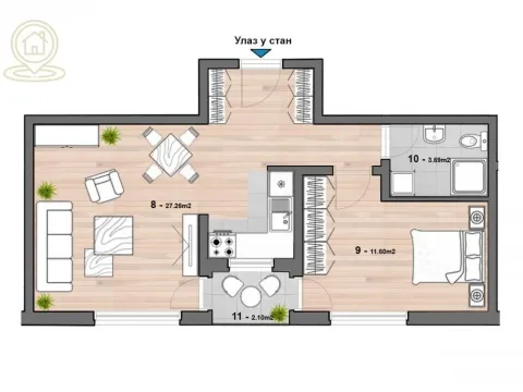 Sale, two bedroom apartment, 59m², Ćele Kula, Niš - image 5