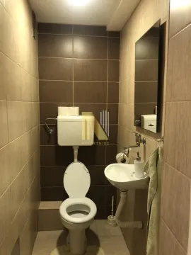 Manje kupatilo sa WC šoljom, umivaonikom i ogledalom. - image 15