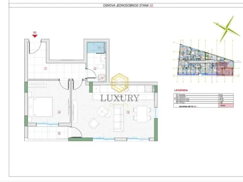 Sale, one bedroom apartment, 57m², Podgorica, Crna Gora - image 2