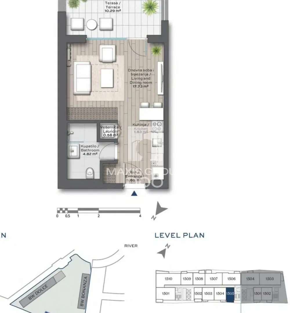 Sale, two bedroom apartment, 41m², Savski Venac, Beograd