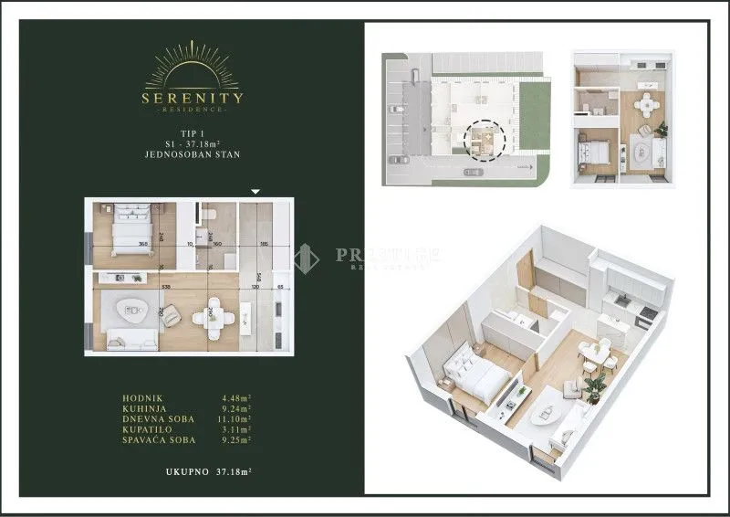 Prodaja, jednosoban stan, 37m², Stari Aerodrom, Podgorica