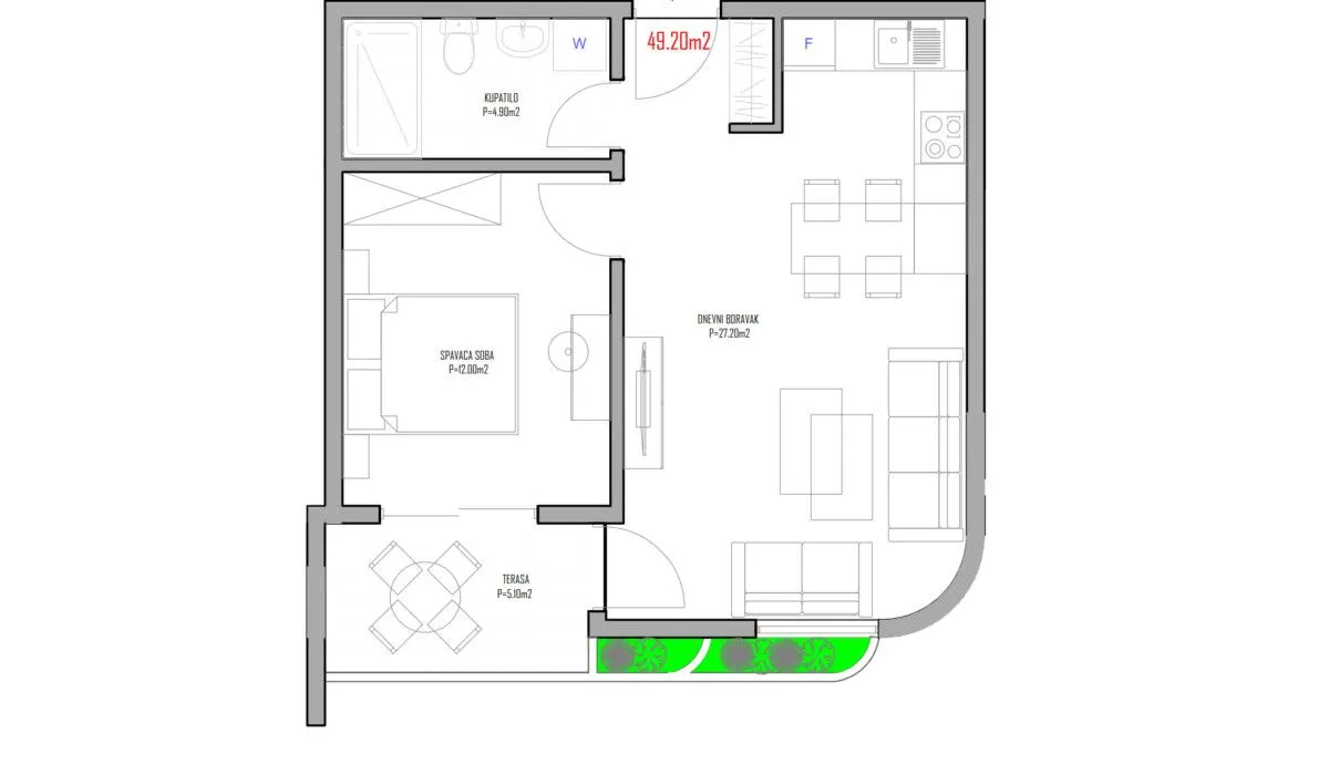Sale, one bedroom apartment, 49m², Centar, Ulcinj