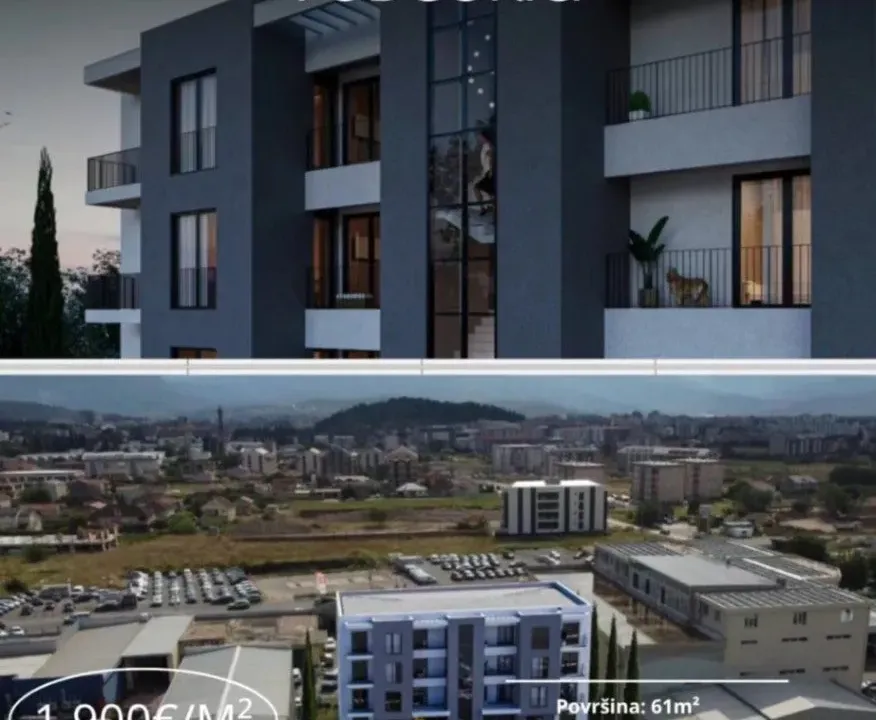 Prodaja, dvosoban stan, 61m², Zabjelo, Podgorica