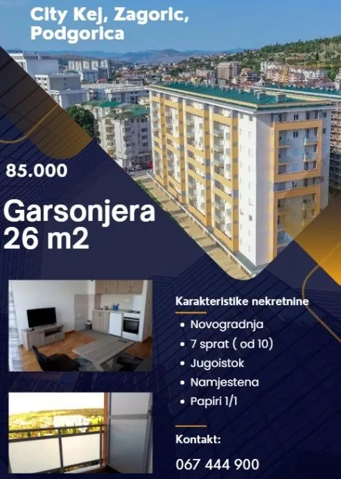 Prodaja, garsonjera, 26m², Zagorič, Podgorica