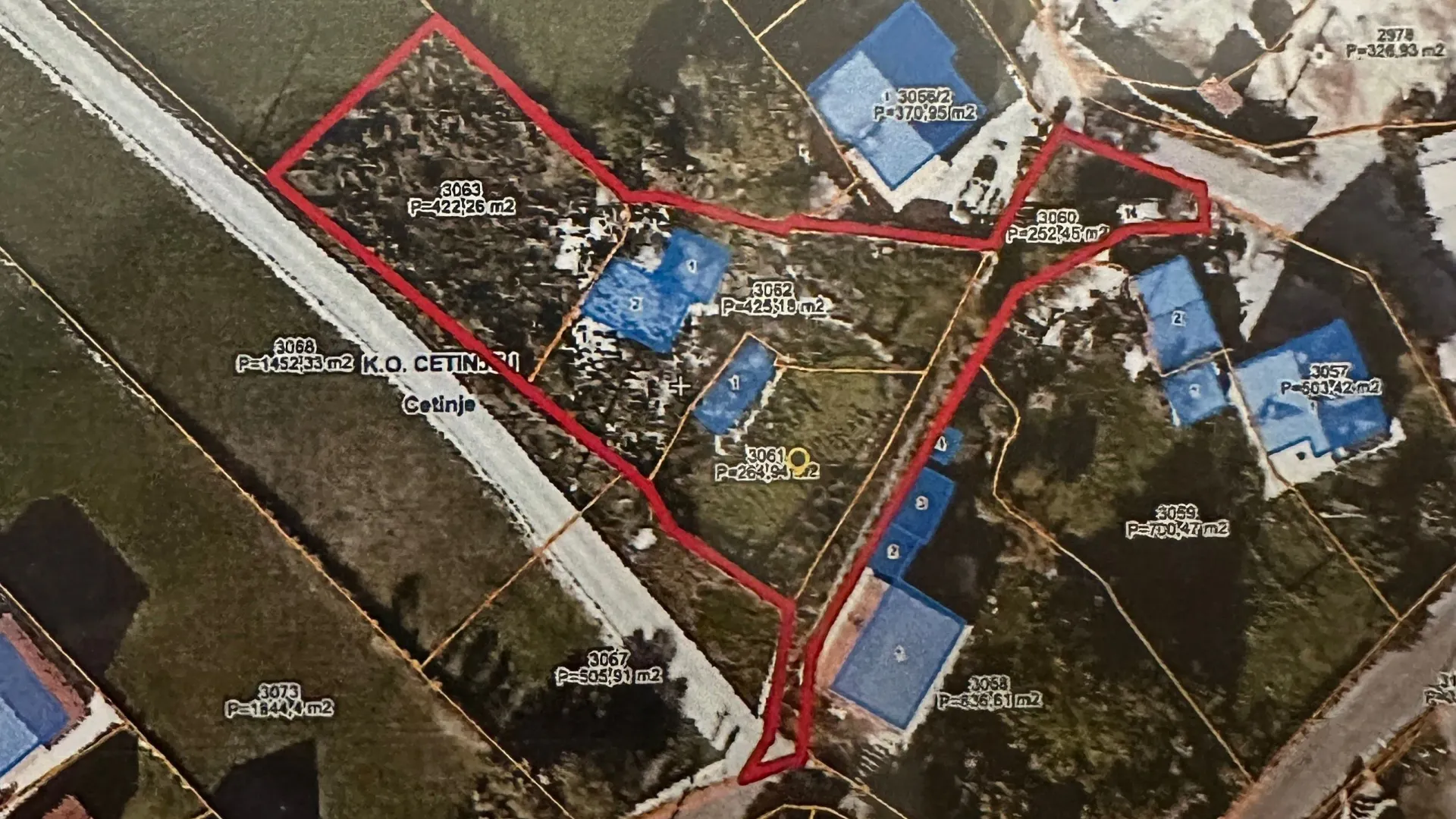 Prodaja, plac, 1392m², Humci, Cetinje