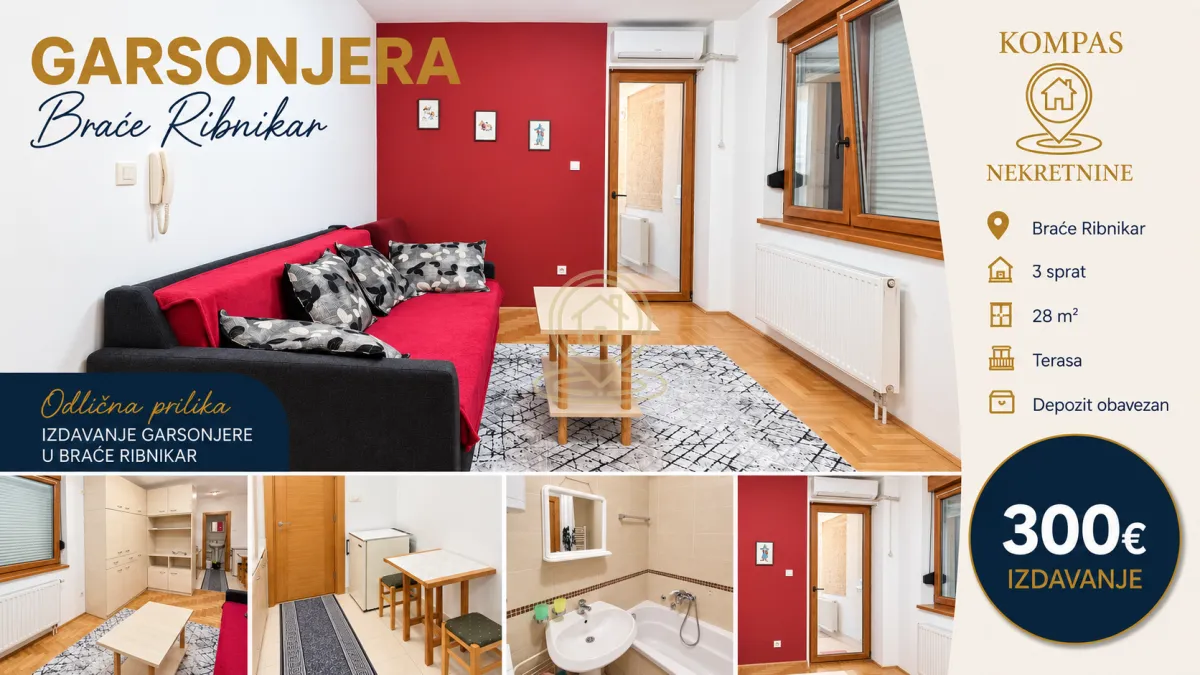 Rent, studio apartment, 28m², Grbavica, Novi Sad Sve Podlokacije