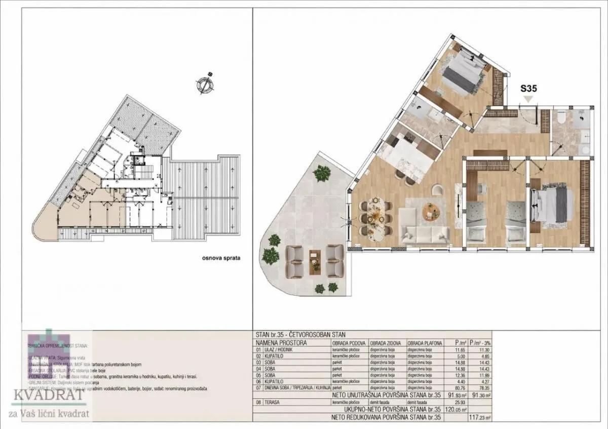 Sale, four bedroom apartment, 117m², Obrenovac, Beograd