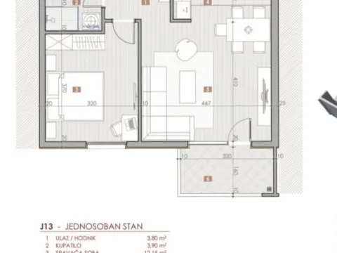 Sale, one bedroom apartment, 49m², Centar, Bar - image 3