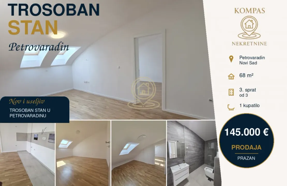 Prodaja, trosoban stan, 68m², Petrovaradin, Novi Sad