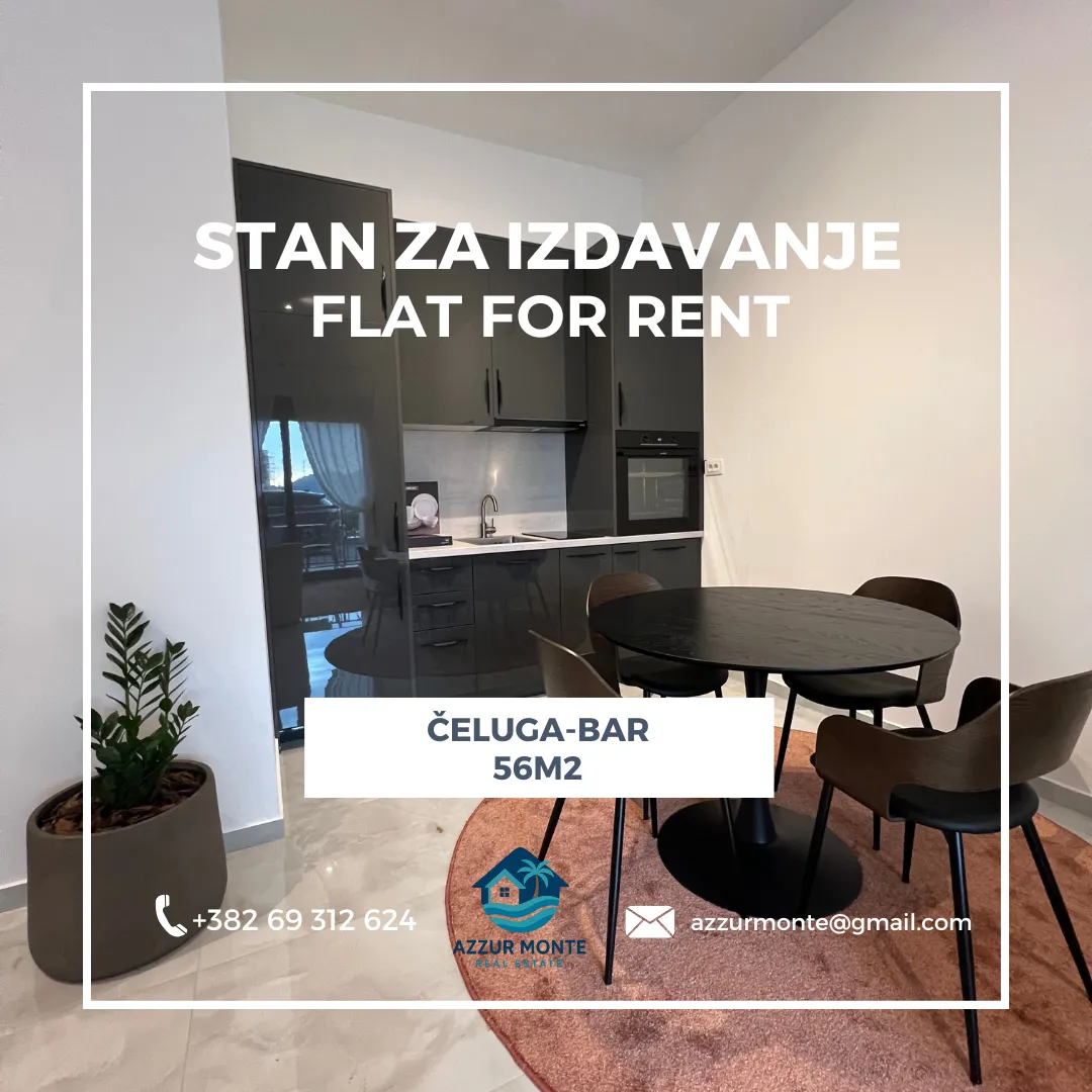 Rent, one bedroom apartment, 56m², Čeluga, Bar
