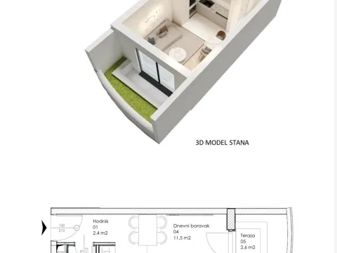 Sale, studio apartment, 26m², Centar, Bar - image 2