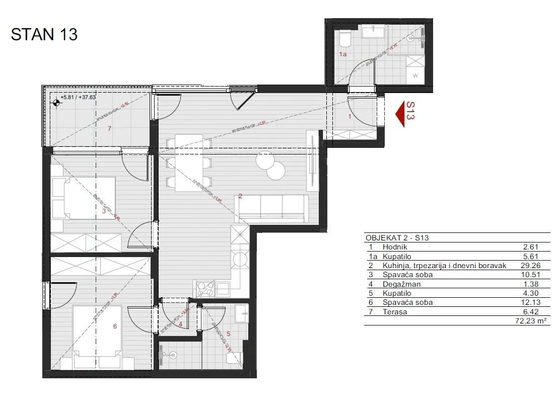 Prodaja, jednosoban stan, 51m², Dobrota, Kotor