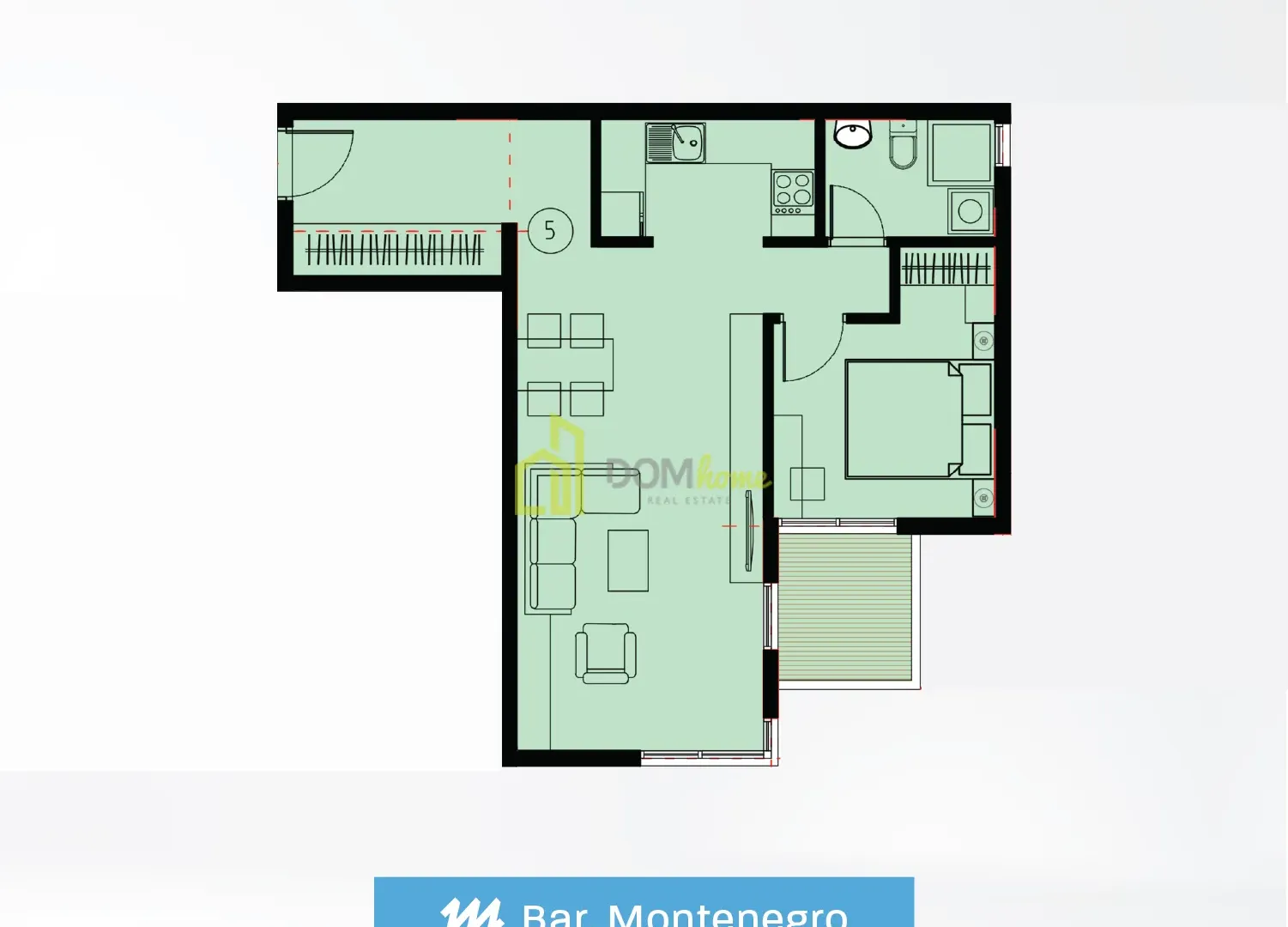 Sale, one bedroom apartment, 52m², Šušanj, Bar