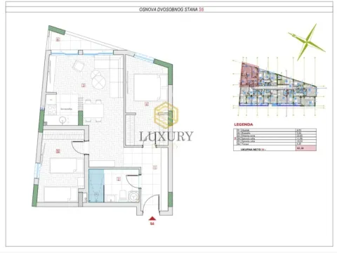 Sale, two bedroom apartment, 61m², Podgorica, Crna Gora - image 2