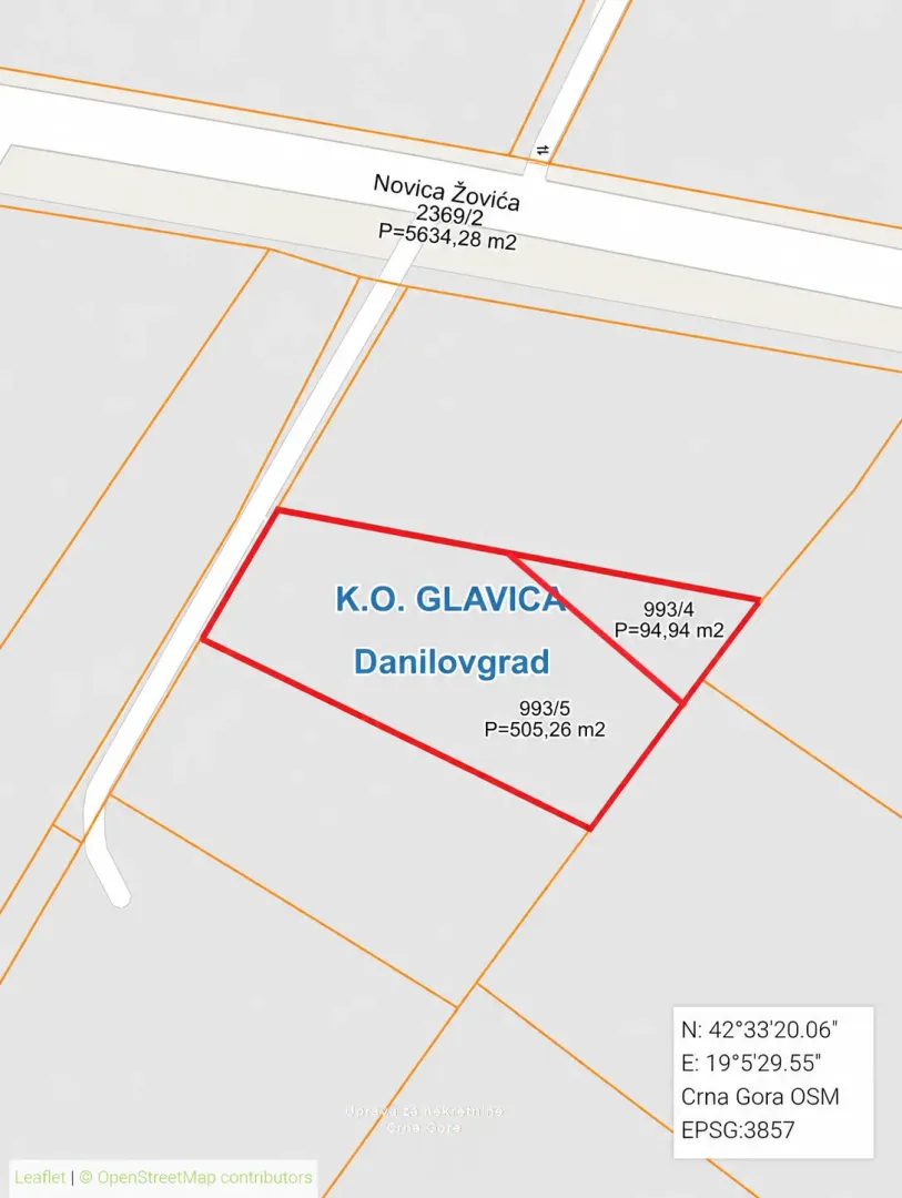 Prodaja, plac, 600m², Glavica, Danilovgrad
