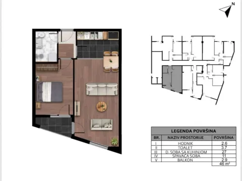 Prodaja, jednosoban stan, 46m², Zabjelo, Podgorica - image 7