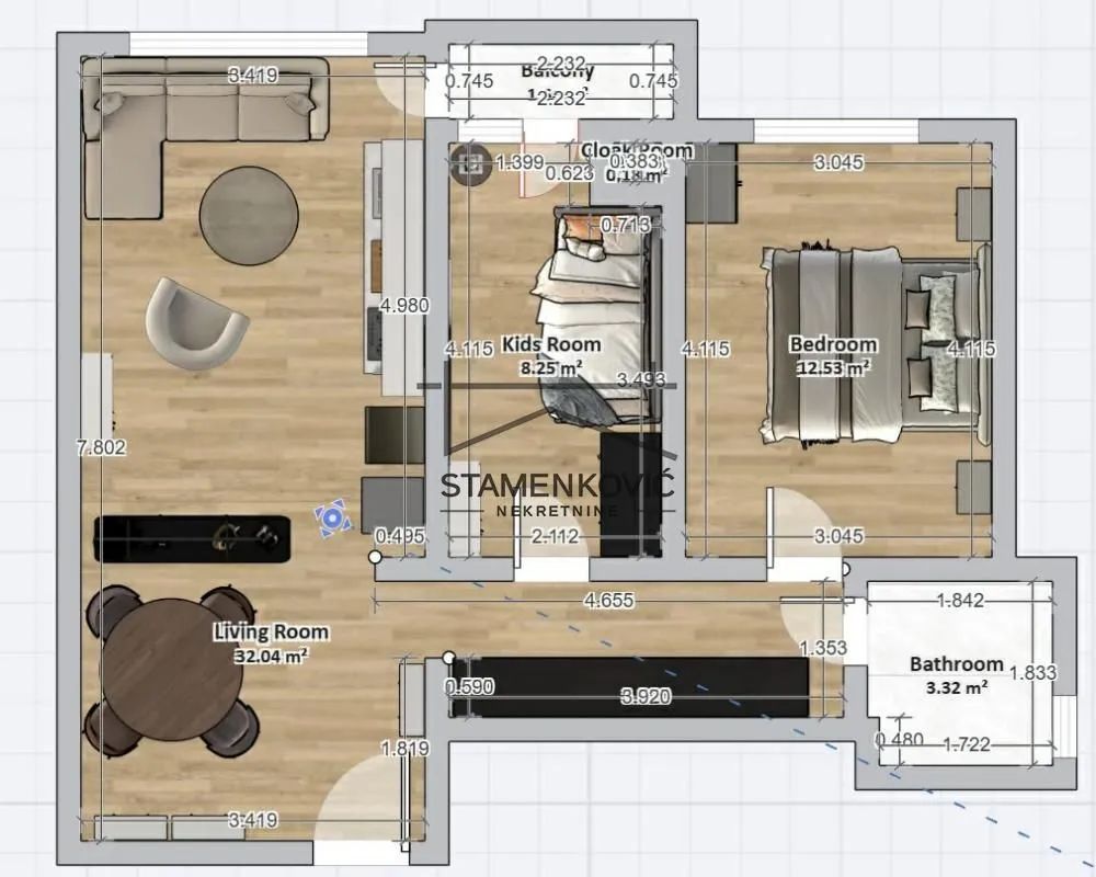 Sale, two bedroom apartment, 59m², Železnička Stanica, Novi Sad Sve Podlokacije
