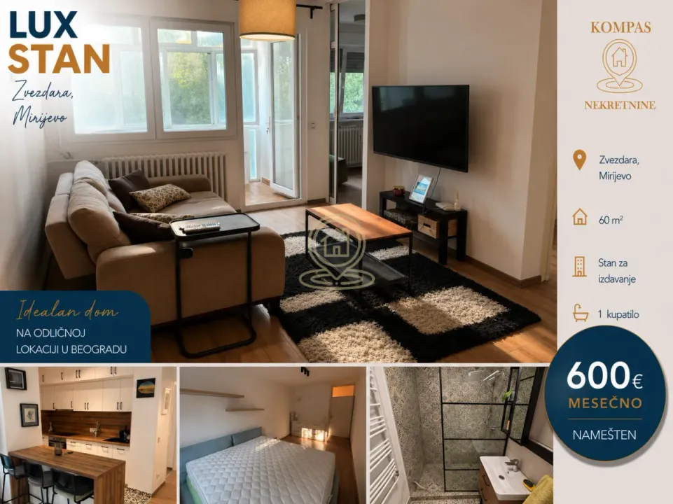 Rent, three bedroom apartment, 60m², Mirijevo Sve Podlokacije, Beograd