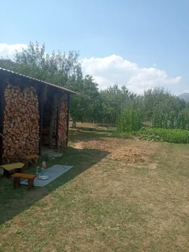 Dvorište sa drvenom ostavom za drva i baštom. - image 10
