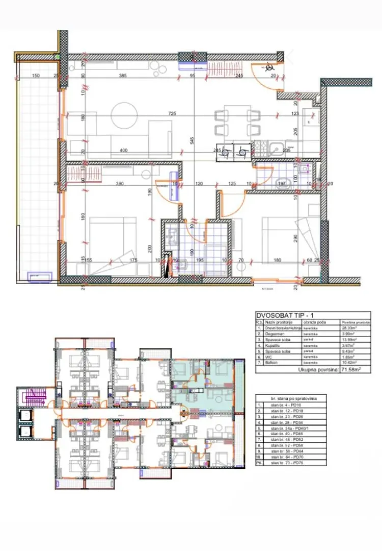 Prodaja, dvosoban stan, 72m², Bjeliši, Bar