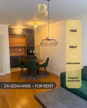 Rent, one bedroom apartment, 49m², Central Point, Podgorica - image 1