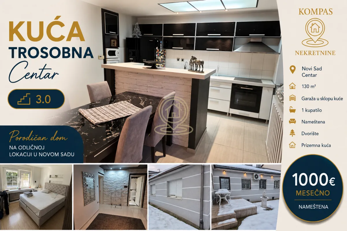 Rent, house, 130m², Centar, Novi Sad