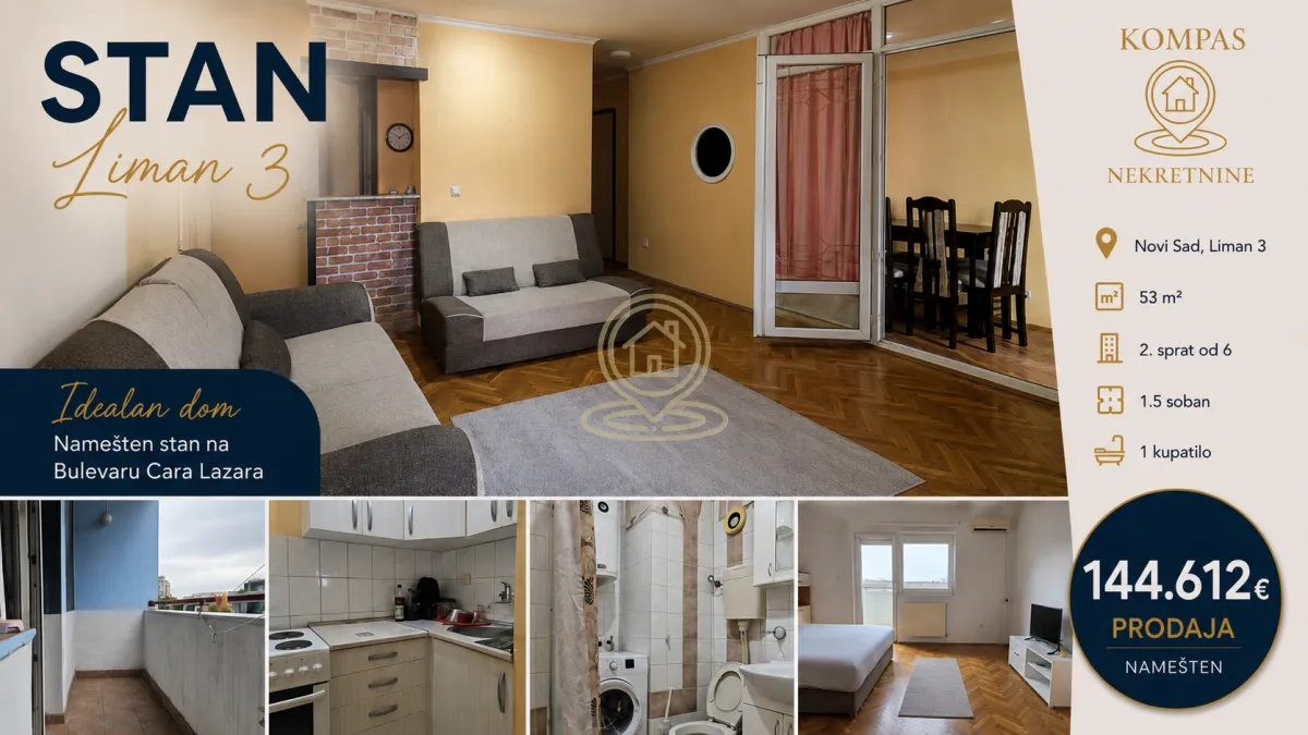 Prodaja, jednosoban stan, 53m², Liman 3, Novi Sad Sve Podlokacije