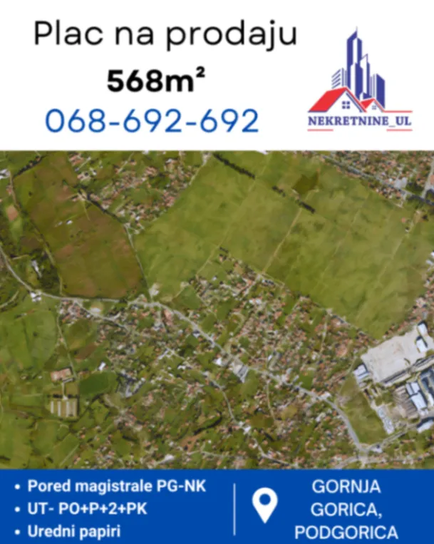  Land Lot for Sale, 568m2, Gornja Gorica, Podgorica