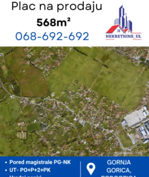 Sale, land lot, 568m², Gornja Gorica, Podgorica