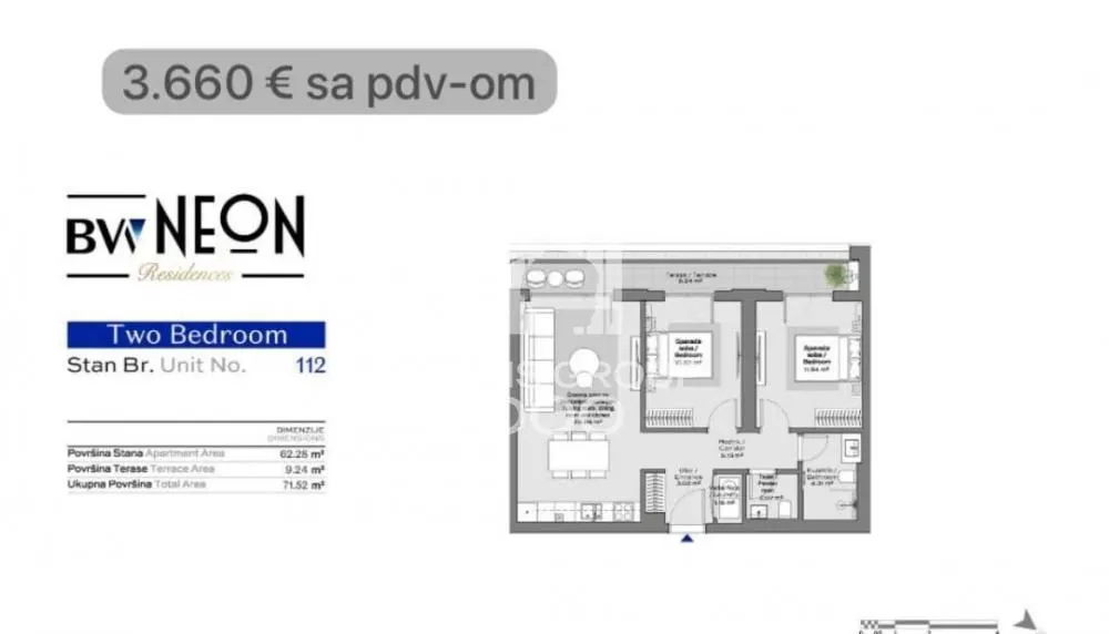 Prodaja, dvosoban stan, 49m², Savski Venac, Beograd