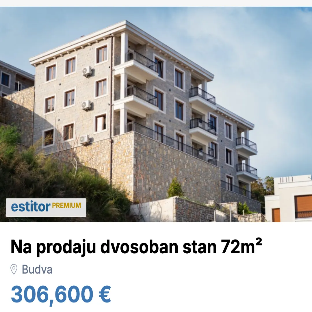 Prodaja, dvosoban stan, 72m², Budva, Crna Gora