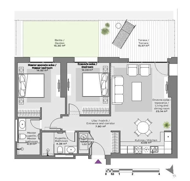 Sale, three bedroom apartment, 90m², Beograd Na Vodi, Beograd