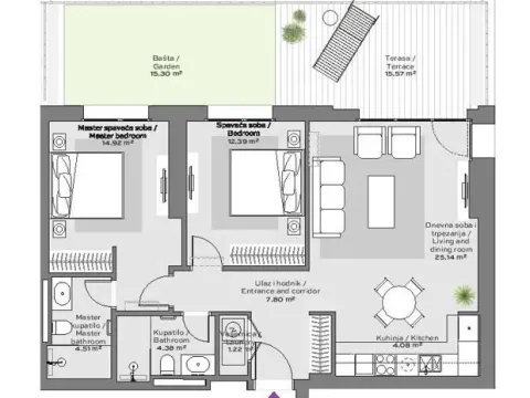 Sale, three bedroom apartment, 90m², Beograd Na Vodi, Beograd - image 3