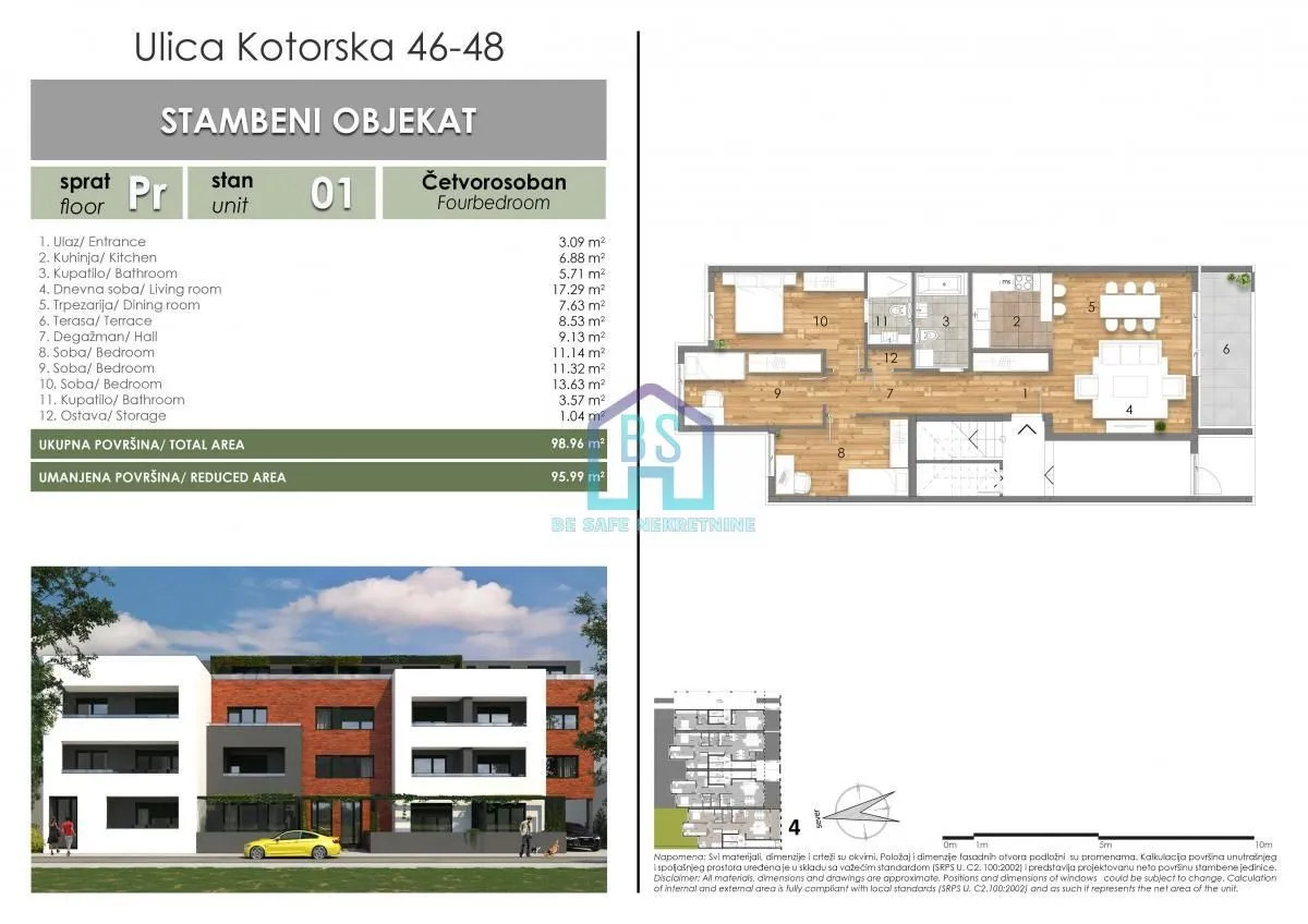 Prodaja, četvorosoban stan, 96m², Telep, Novi Sad Sve Podlokacije