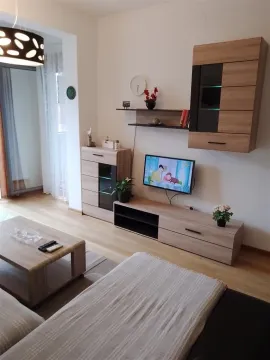 Svijetla dnevna soba sa modernim drvenim namještajem i televizorom. - image 6