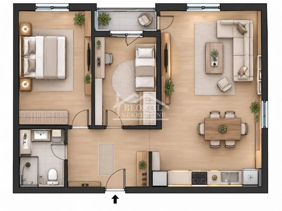 Sale, two bedroom apartment, 54m², Ledine, Beograd
