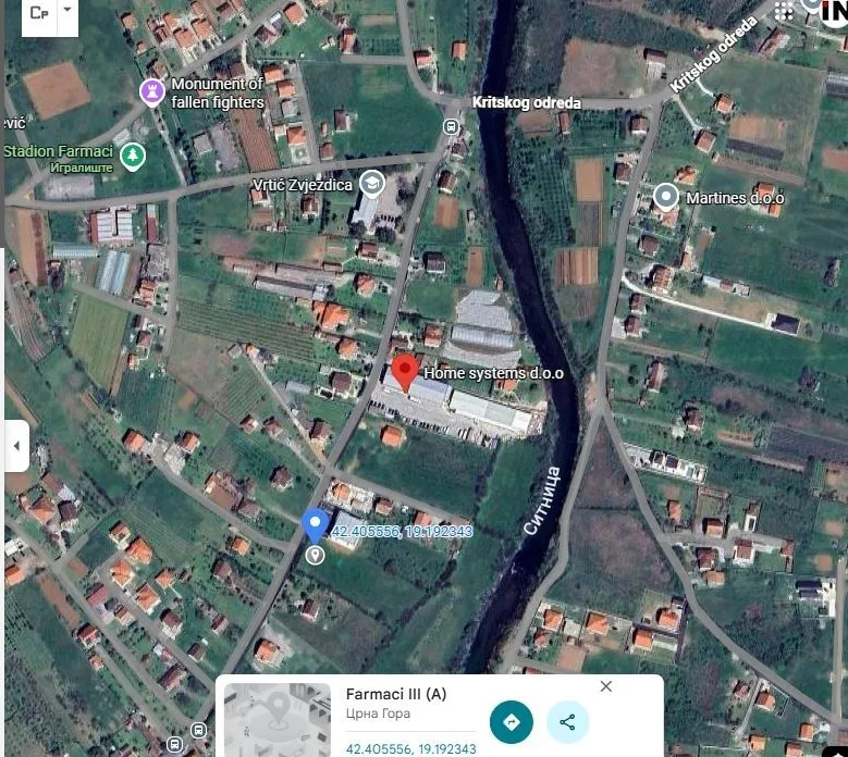 Satelitski snimak lokacije placa na mapi.