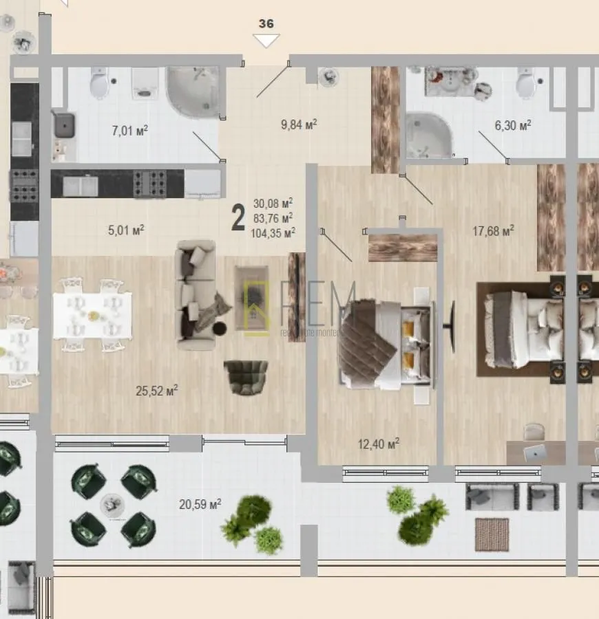 Prodaja, dvosoban stan, 85m², Bečići, Budva