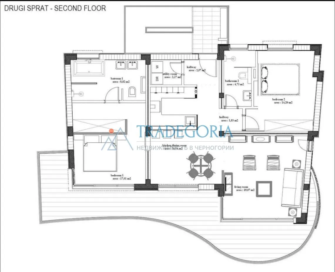 Prodaja, dvosoban stan, 100m², Tivat, Crna Gora
