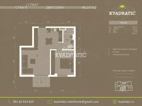 Prodaja, dvosoban stan, 48m², Trošarina, Voždovac Sve Podlokacije - image 2