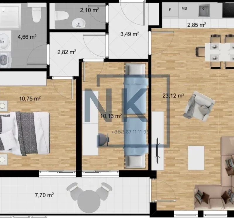 Prodaja, dvosoban stan, 65m², Stari Aerodrom, Podgorica