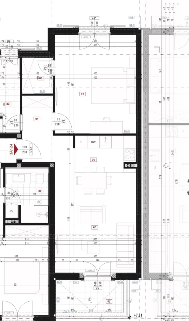 Arhitektonski plan stana sa rasporedom prostorija i dimenzijama.