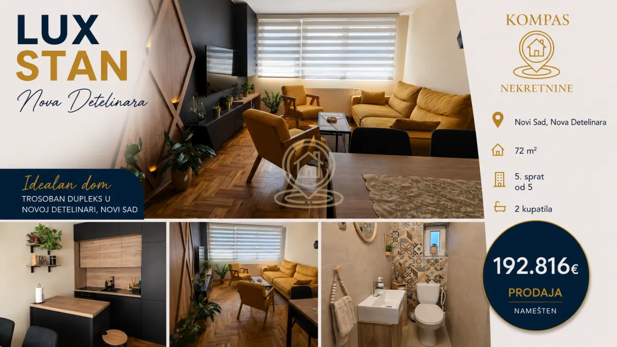 Prodaja, trosoban stan, 72m², Nova Detelinara, Novi Sad Sve Podlokacije