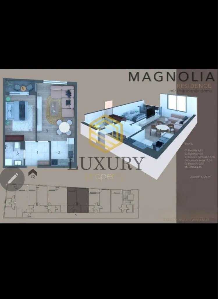 Prodaja, jednosoban stan, 47m², Zabjelo, Podgorica