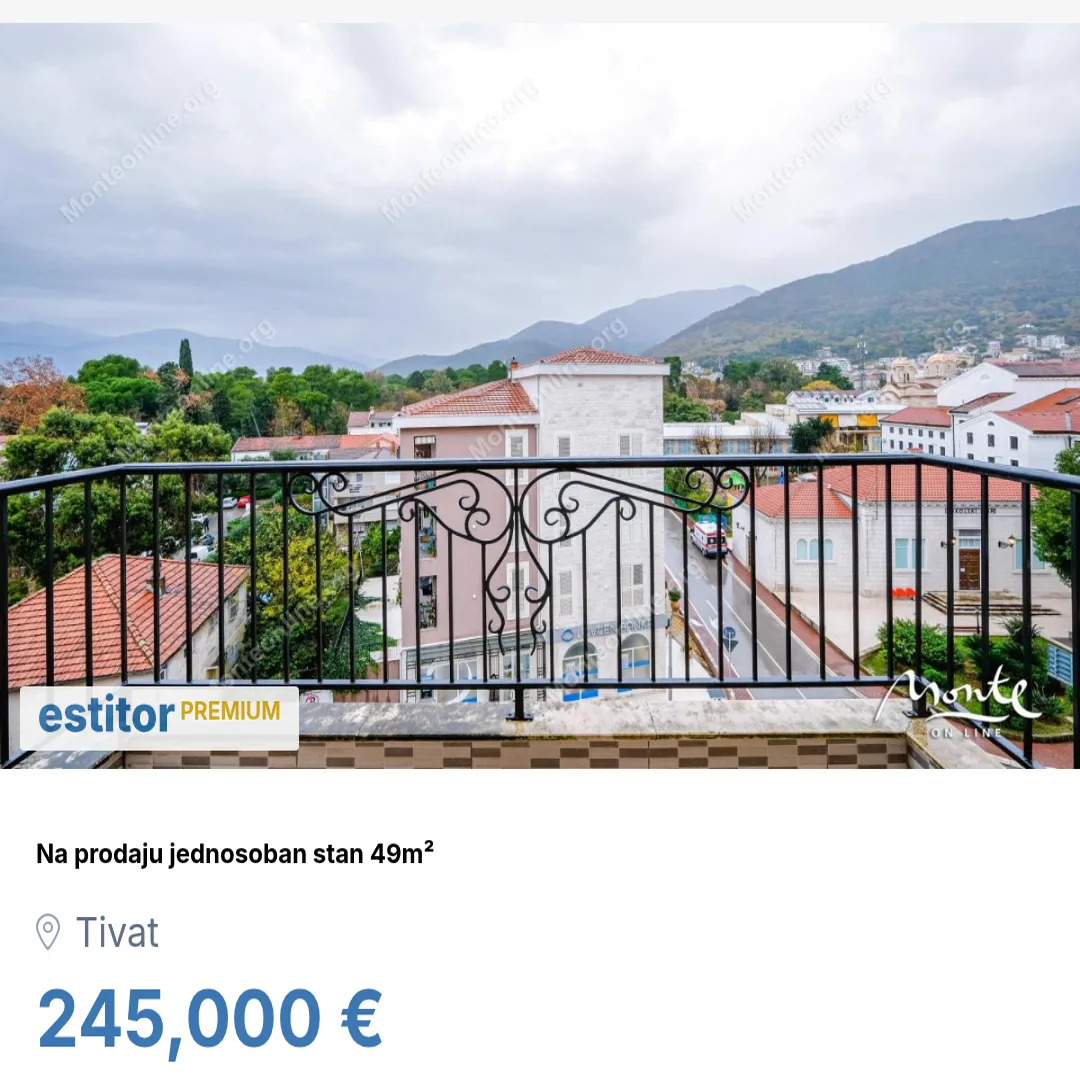 Prodaja, jednosoban stan, 49m², Tivat, Crna Gora