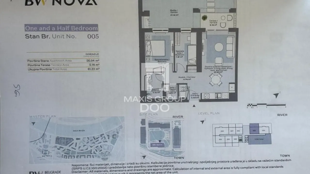 Sale, two bedroom apartment, 61m², Savski Venac, Beograd